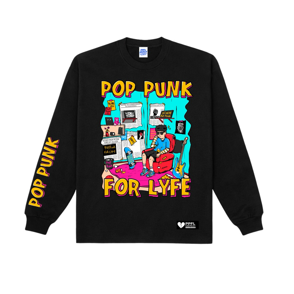 Longsleeve Pop Punk for Lyfe | Kaos Panjang Pop Punk for Lyfe | Kaos PPFL | Longsleeve Skena | Kaos 