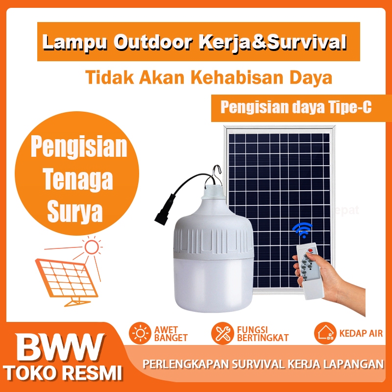 Lampu Tenaga Surya LED – Lampu Tenda Camping & Darurat, Portable dengan Baterai Tahan Lama 12 Jam, B