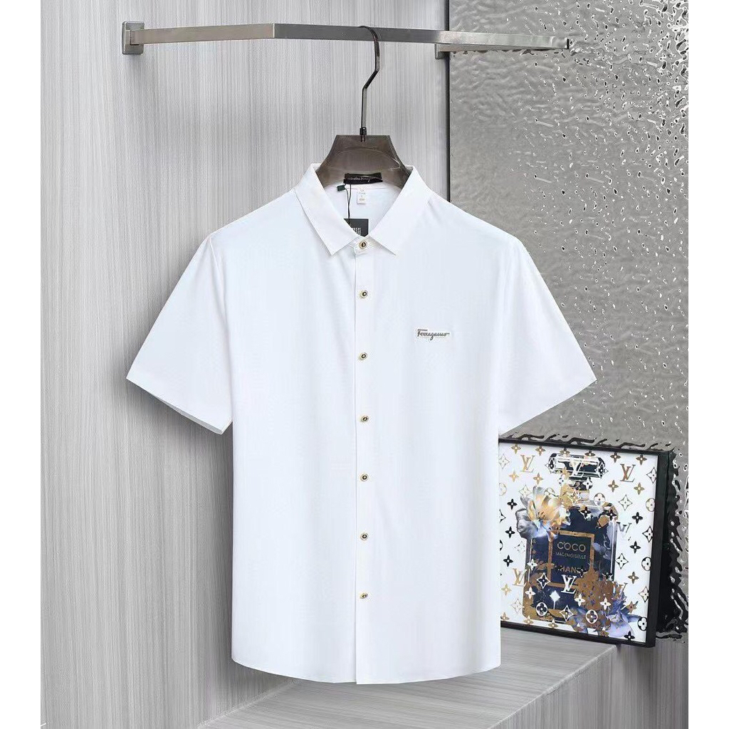 Kemeja pria fashion casual branded putih # AFG-02B
