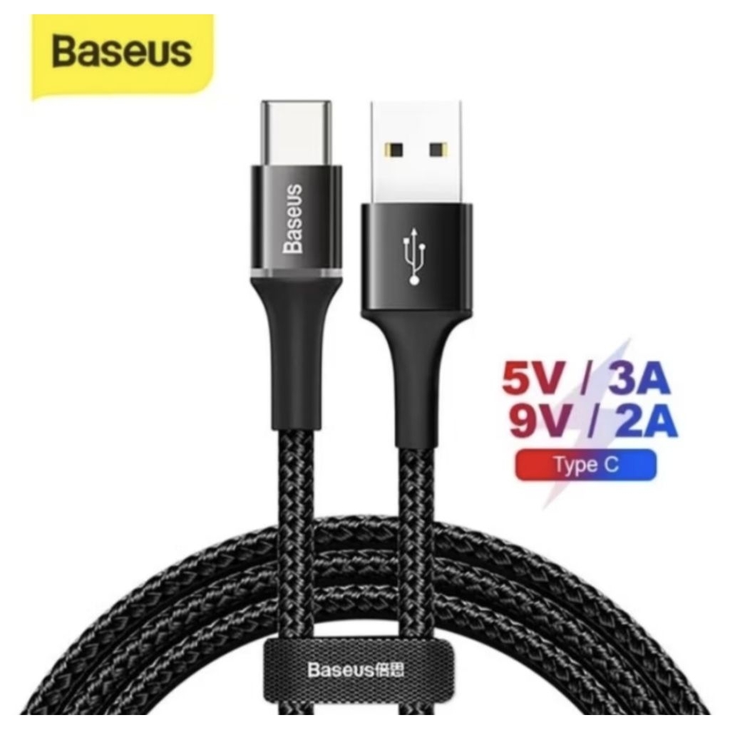 [Normal] Kabel Data Led BASEUS HALO 3A Fast Charging Type C 1M Kabel Baseus Type-C Tipe C