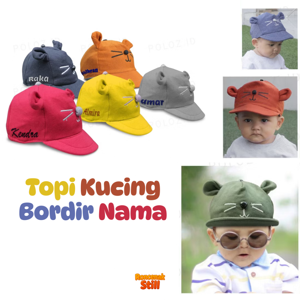 Topi Kucing Bayi Free Bordir / Custom Nama