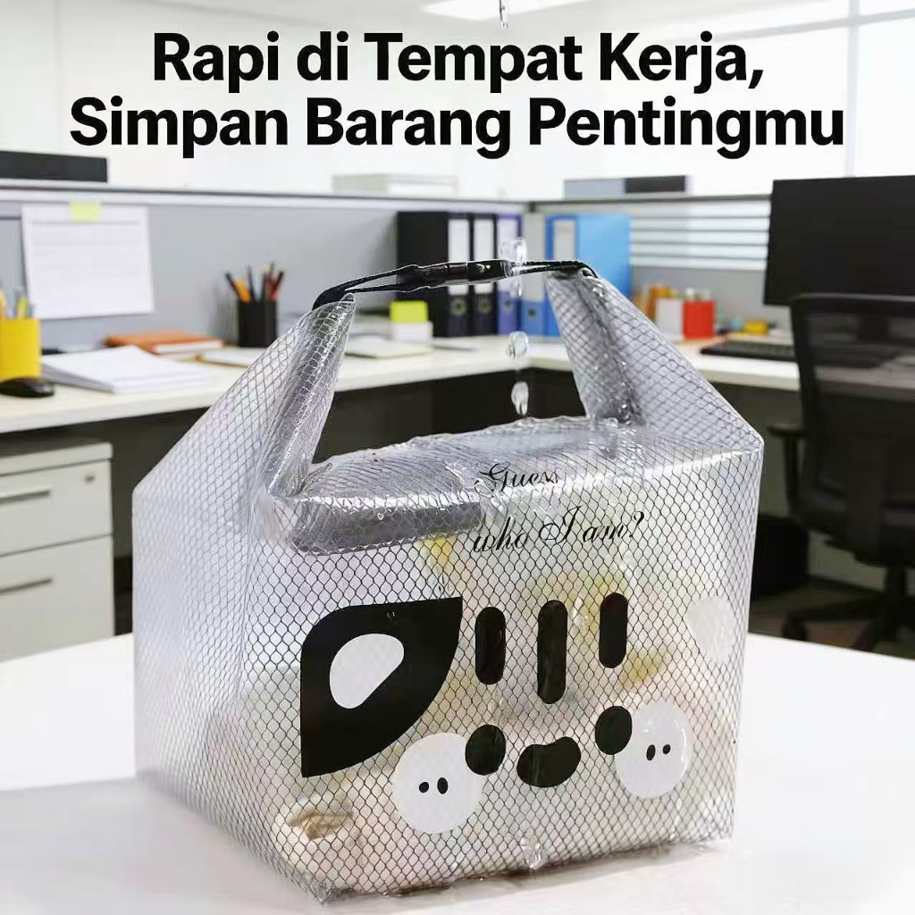 Travel Tas Koper Poch Puch Makeup Zip pouch aesthetic Penyimpanan Kaca Polos Motif Kucing Transparan