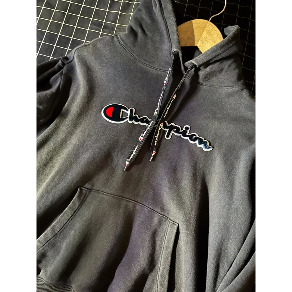 hoodie champion hitam fulltag