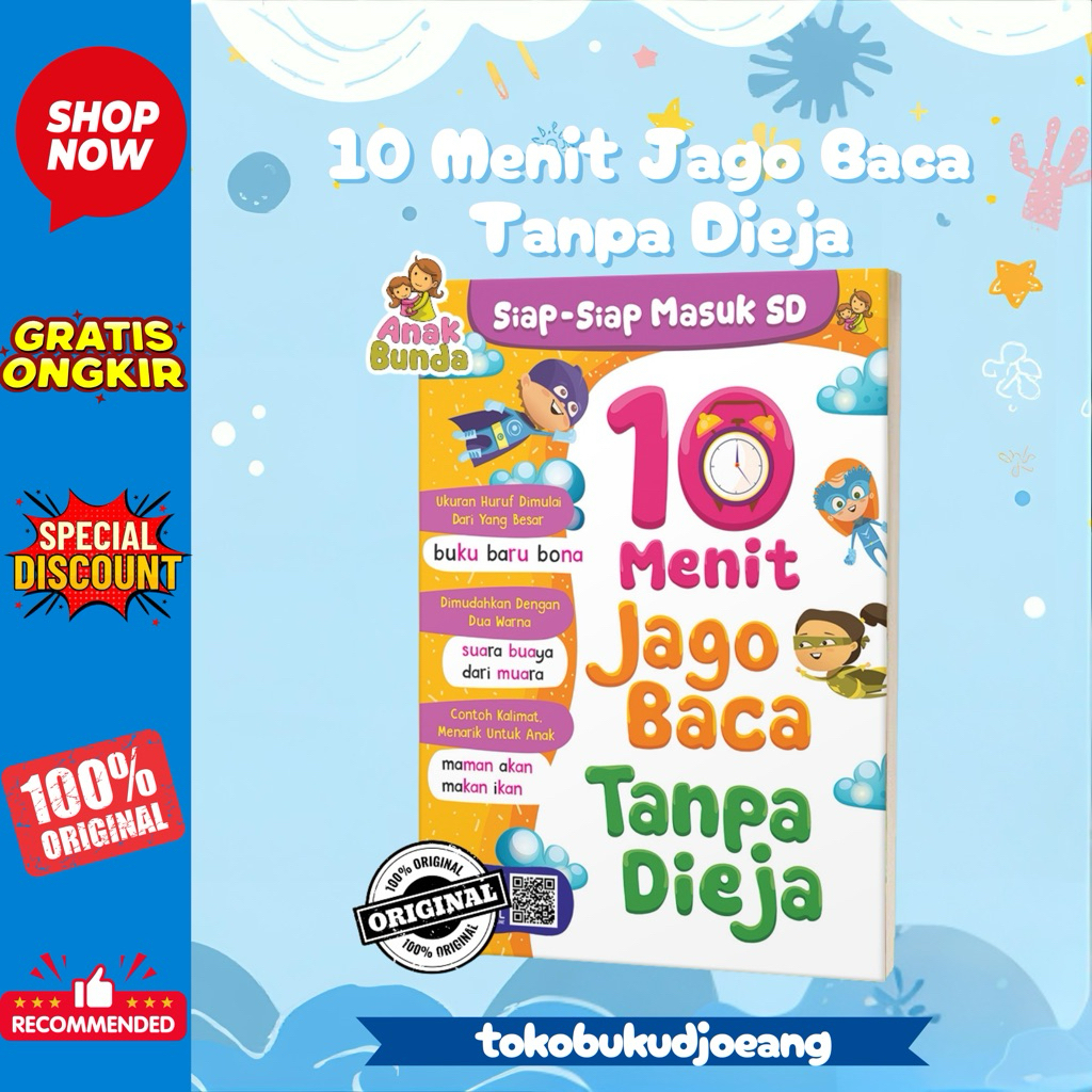 Buku Belajar Membaca -  10 Menit Jago Baca Tanpa Dieja Siap Siap Masuk SD