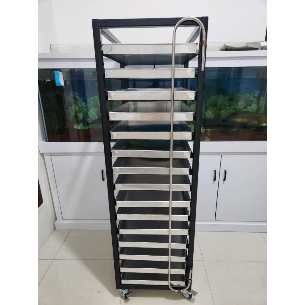 Rak troly loyang roti 15 susun ukuran 60×40/rak troly bakery/trolley bakery/trolley rak bakery