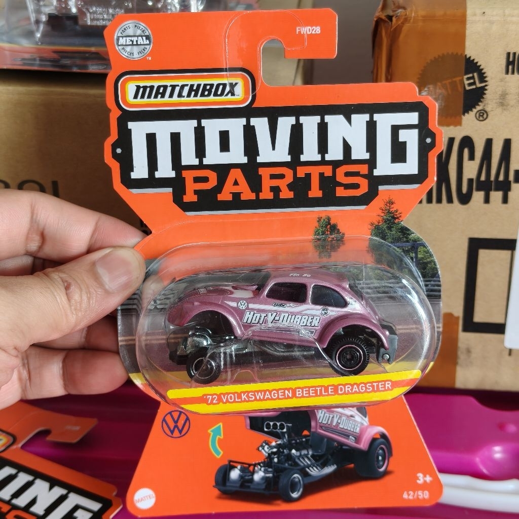 Matchbox Volkswagen Beetle Dragster Pink Moving Parts Original SNI