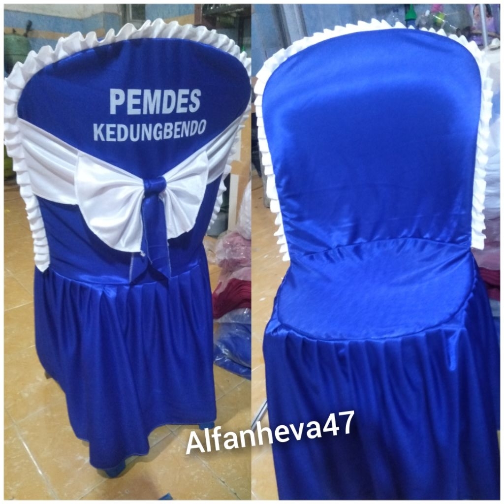 SARUNG KURSI PLASTIK NAPOLLY (PUTIH+BIRU) order hari ini kirim hari ini