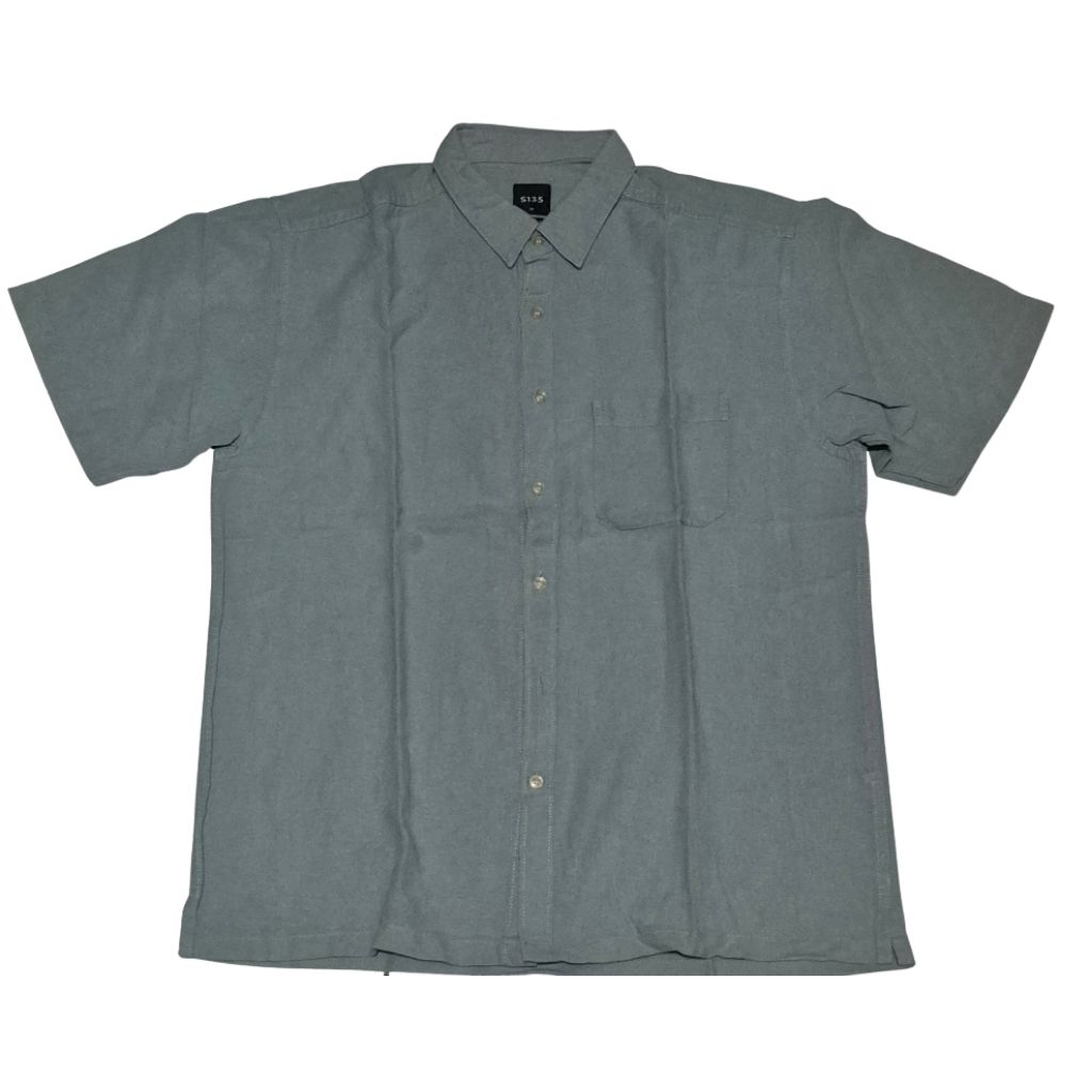 Kemeja Pria S.135 Original Sage Green Lengan Pendek Size M Second Murah Warna Earth Tone