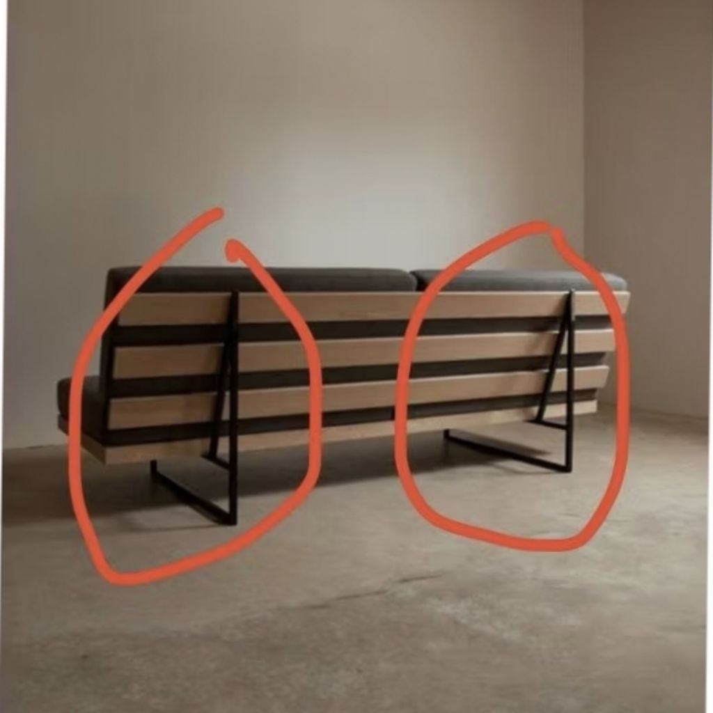 kaki meja besi hollow 2x4 banci ukuran aslinya (1,5x3,5cm)/kaki besi kursi sofa