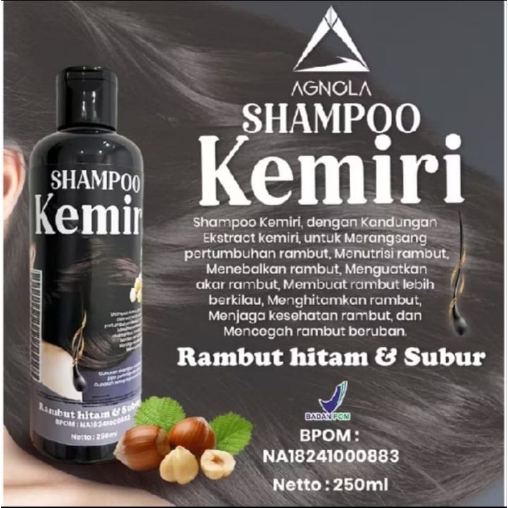 Cod Shampo Kemiri 250 ml Shampo Penumbu Rambut, penyubur rambut menghitamkan rambut