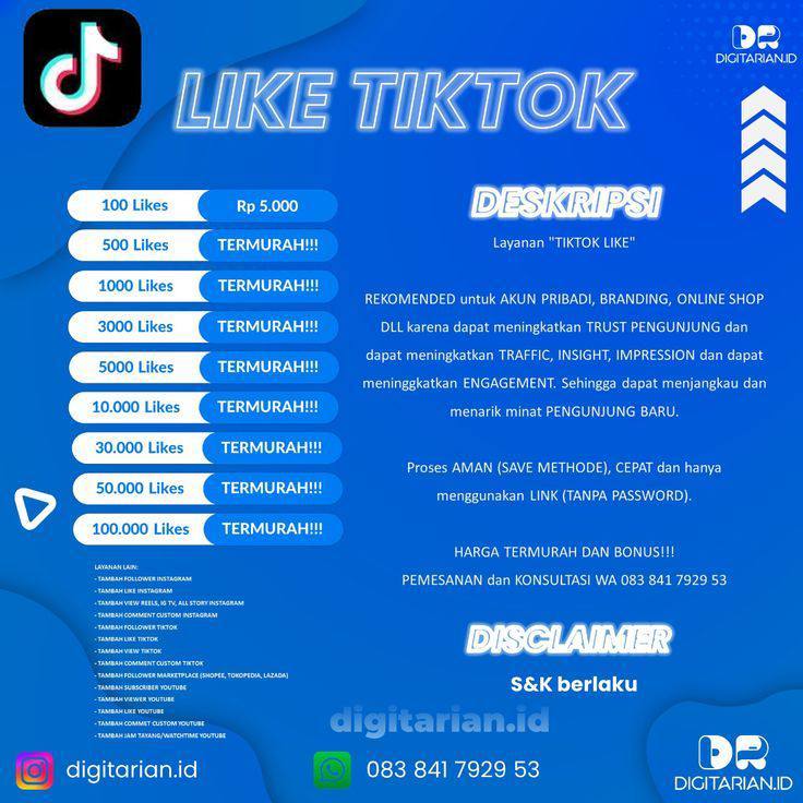 Jasa Like Tiktok paling Murah garansi
