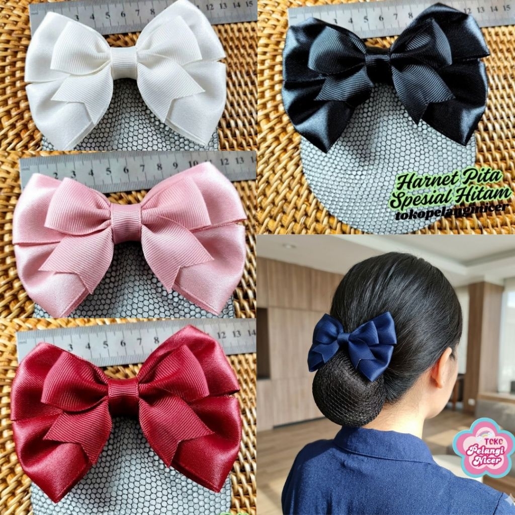 Jepit Pita Harnet Sanggul Rambut Wanita - Aksesoris Rambut Kerja & Sekolah - Jepit Hairnet Pita Kore