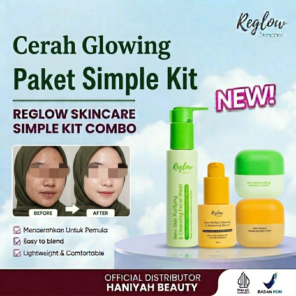 Reglow Skincare Lengkap Original BPOM Paket Whitening Glow SR12 Facial Wash Toner Serum Day Night Cr
