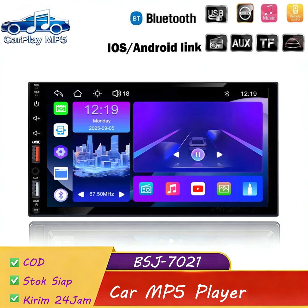 7021 7 Inch Touch Screen Car MP5 Player Bluetooth FM Radio USB TF Card Car Stereo Audio Multimedia P