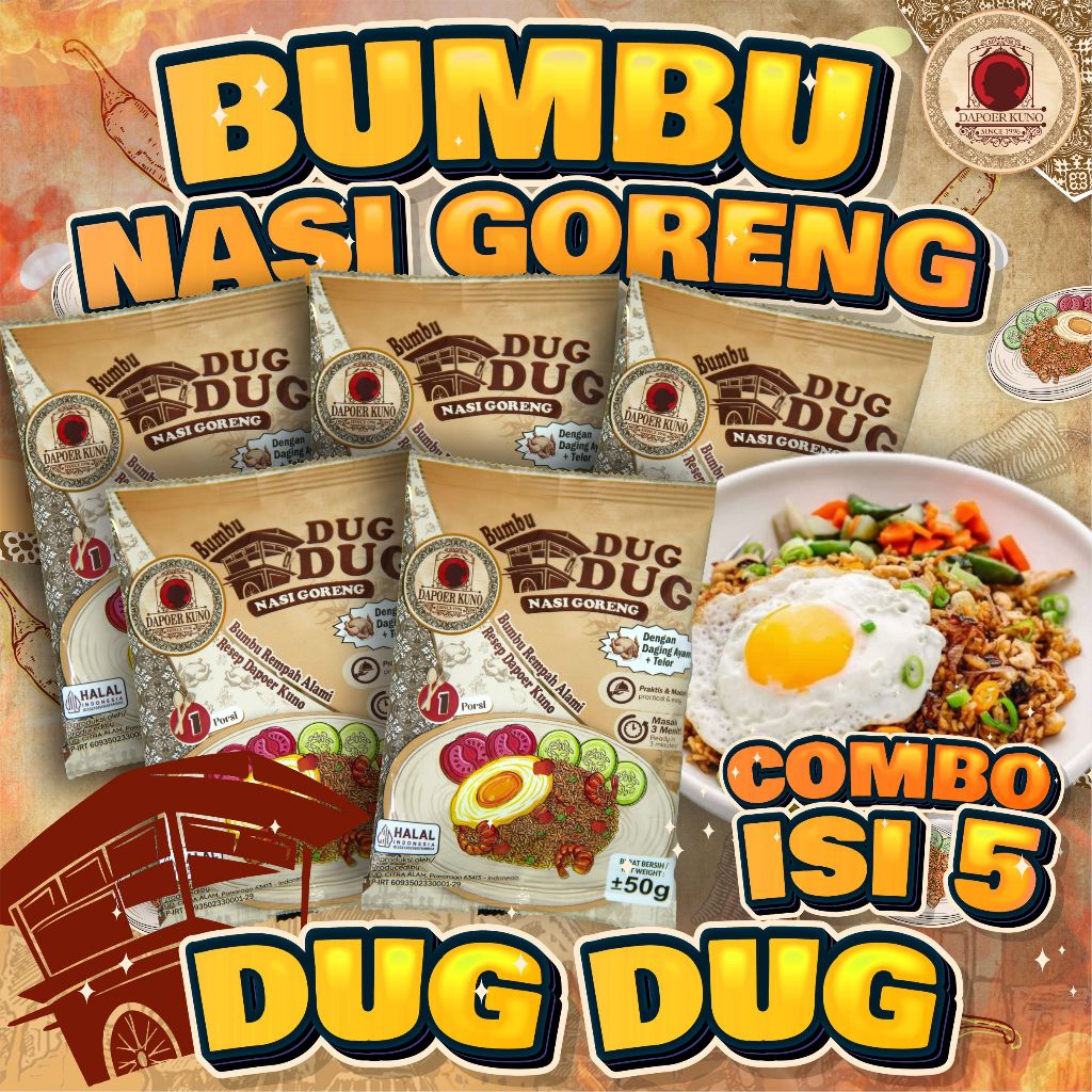 [5 Pcs] Dapoer Kuno - Bumbu Nasi Goreng Dug Dug - Termasuk Daging dan Telur
