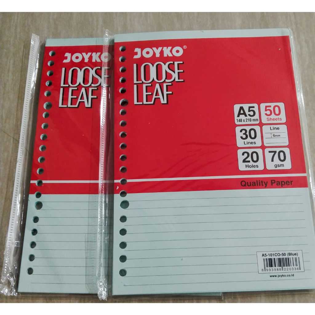 Kertas Binder Joyko Loose Leaf Ukuran A5 Warna Blue 50 Lembar