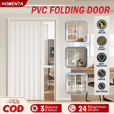 Pintu Lipat PVC Folding Door Geser - Penyekat Ruangan/Pintu Kamar Mandi/pintu dapur - Pemasangan mud
