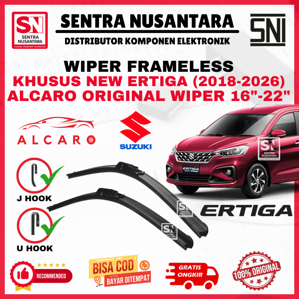 Wiper Mobil Suzuki New Ertiga (2018-2026) ALCARO ORIGINAL | Wiper Kaca Mobil Suzuki Ertiga Model Fra