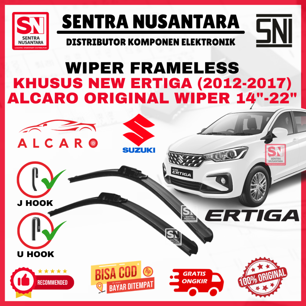 Wiper Mobil Suzuki Ertiga (2012-2017) ALCARO ORIGINAL | Wiper Kaca Mobil Suzuki Ertiga Model Framele