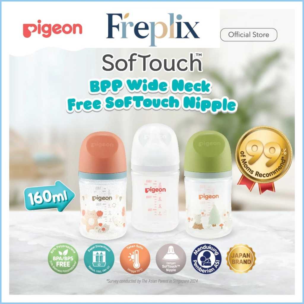 PIGEON Botol SOFT TOUCH 160ML Nipple Botol Susu Bayi | Botol Susu Newborn FREPLIX