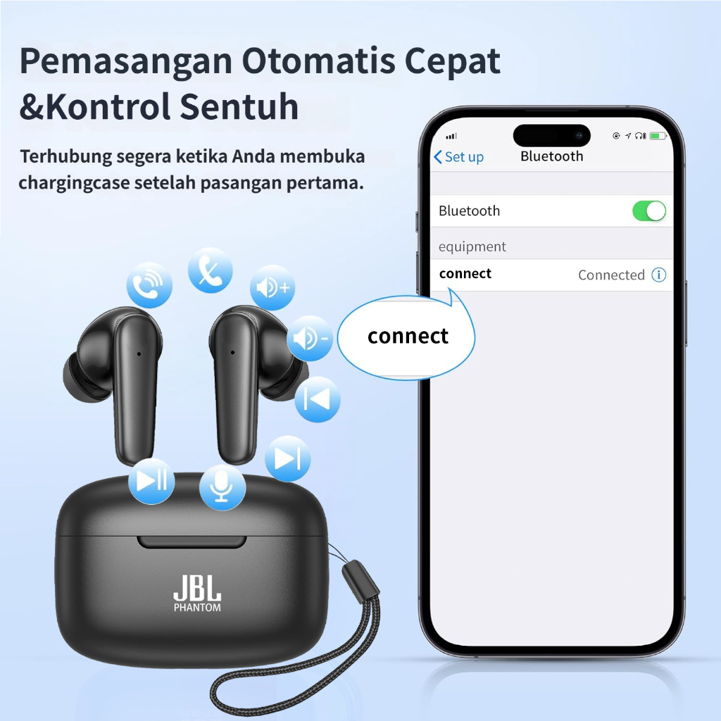 Hot Sale Cod Jbl Phantom Ori Tws Earphone Nirkabel Tws Asli Bluetooth 5.3 Headphone Suara Stereo 9D