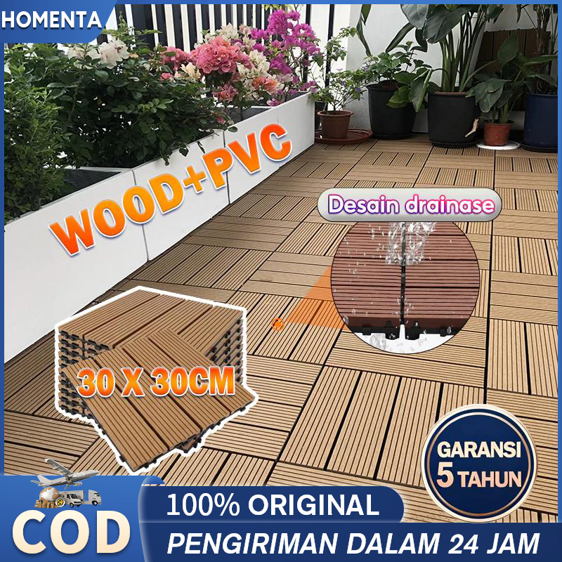 Homenta Lantai PVC Lantai Plastik PVC Decking Tile 30cm x 30cm Lantai DIY Luar Ruangan