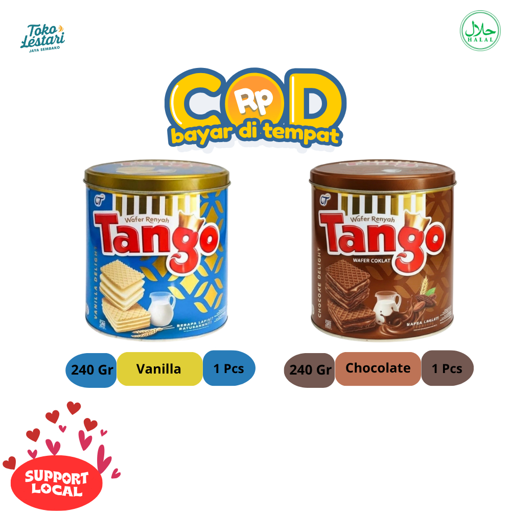 Tango Wafer Vanilla Milk/Cokelat Can 240 g.Exp Des 2026, Wafello All Varian, Nabati All Varian