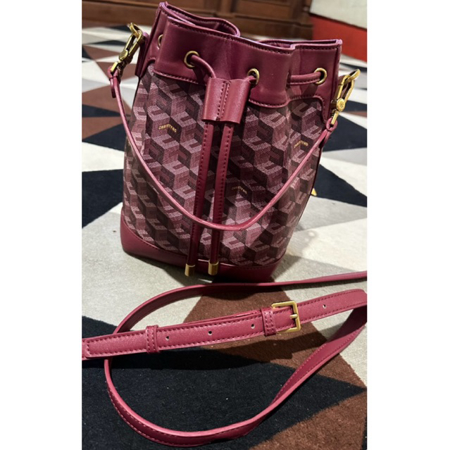 preloved tas Giorgio Bucket official Christy Ng burgundy