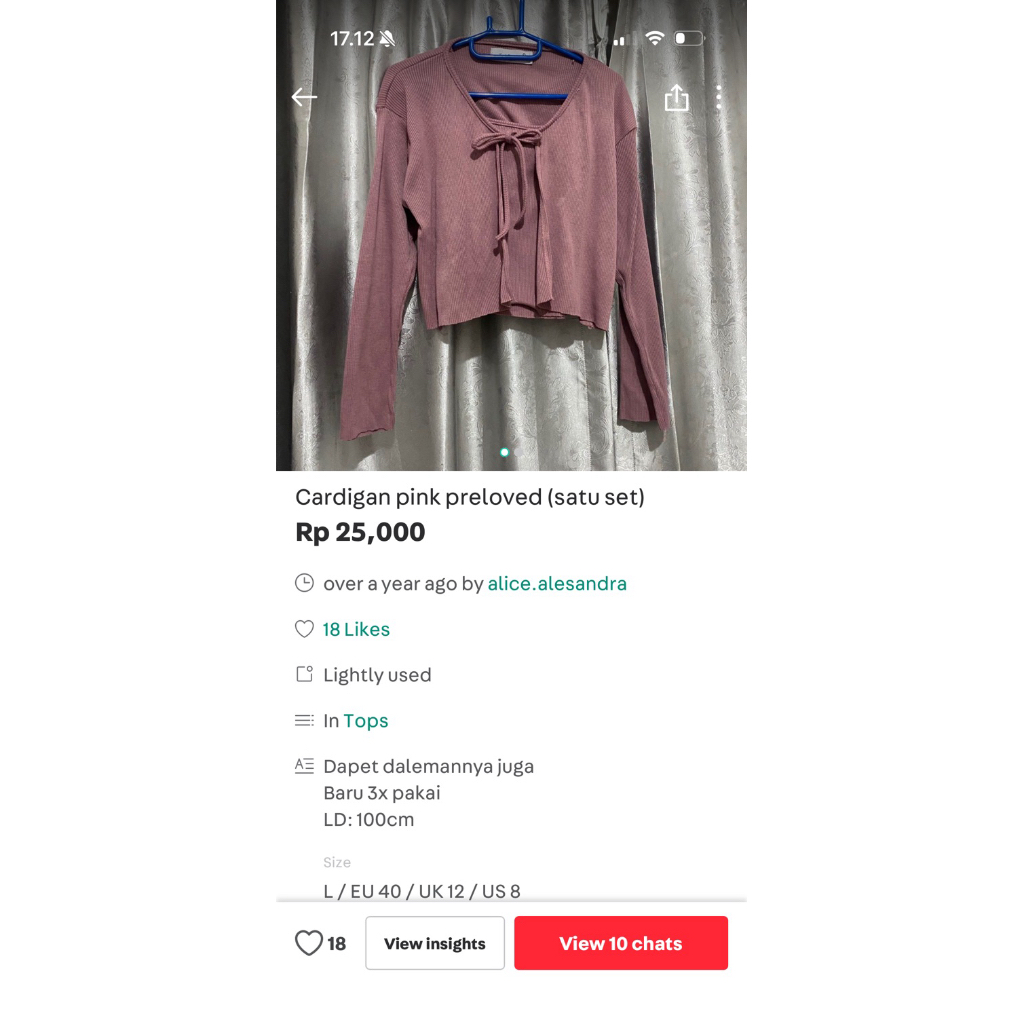 Cardigan Pink Preloved