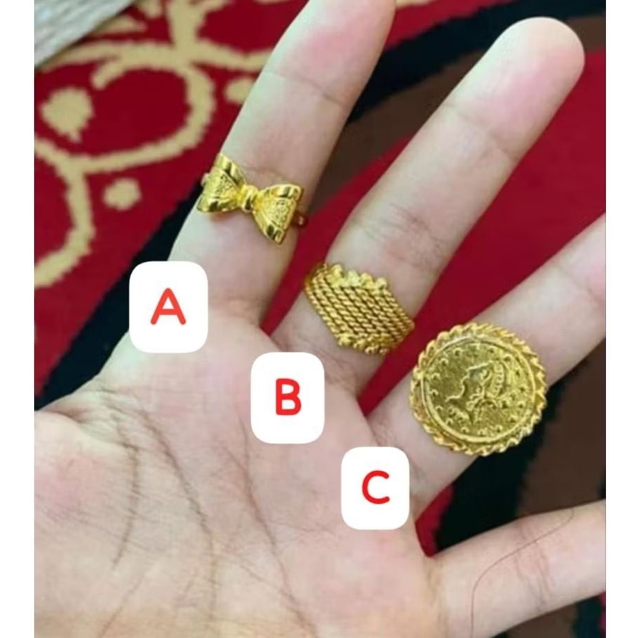 cincin koin rupiah cincin pita replika emas 24k cantik mewah mirip asli cocok pakai pesta