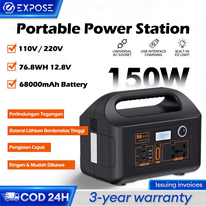 Portable Power Station 150W 220V 68000mAh AC/DC/USB Genset Portable Mini
