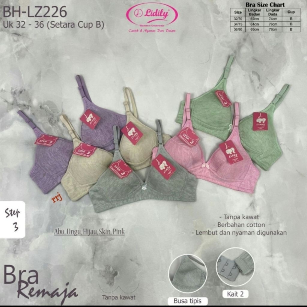 Bh Bra Anak Remaja Lidily BH-LZ226/ Bh Belajar Busa Tipis