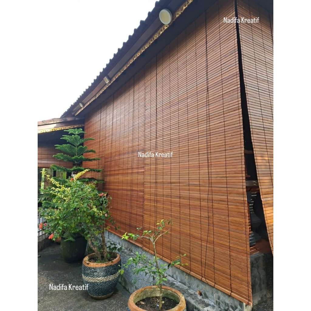Tirai kayu / krey kayu outdoor / kerai kayu / gorden / kerei kayu / krei kayu / kirai kayu 2,5mX1m