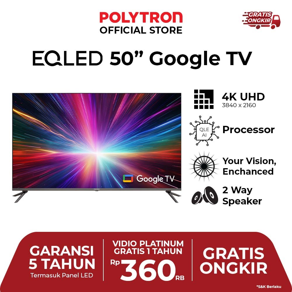 POLYTRON EQLED PLD-50QG9059 ( 50 INCH) GOOGLE TV 4K UHD 50 INCH