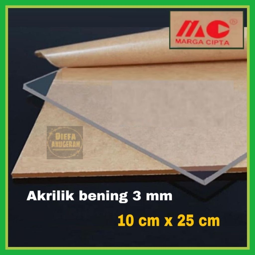 Akrilik/Acrylic bening 3 mm 10 x 25/Akrilik 3 mm warna bening