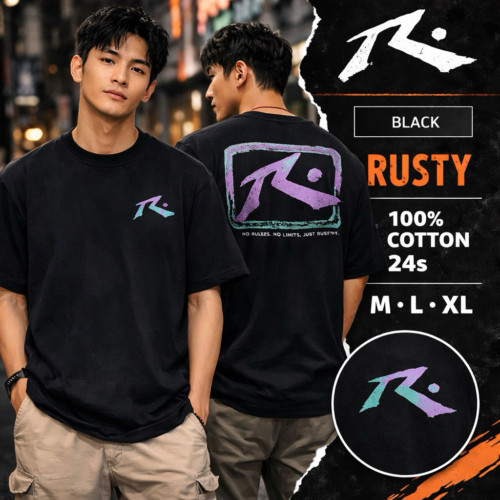 Kaos Rusty Surfboards Worldwide Original – T-Shirt Pria Premium 100% Cotton 20s | Streetwear Surfing