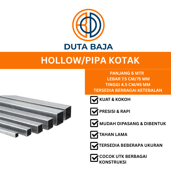 HOLLOW / HOLLO / PIPA KOTAK 75 X 45 X 6 MTR [DUTA BAJA OFFICIAL STORE]