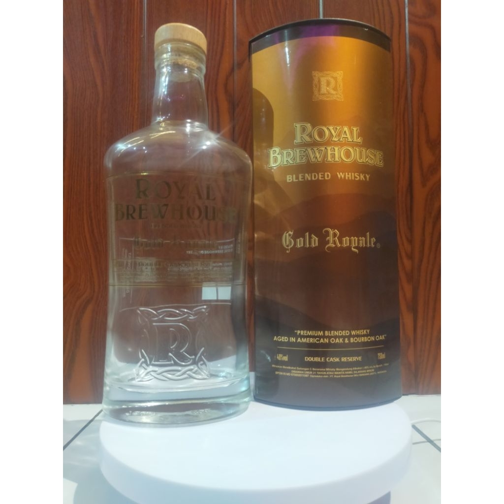 BOTOL KACA KOSONG ROYAL BREWHOUSE GOLD ROYAL TERBARU ORIGINAL BOTOL BEKAS MINUMAN COCOK BUAT PAJANGA