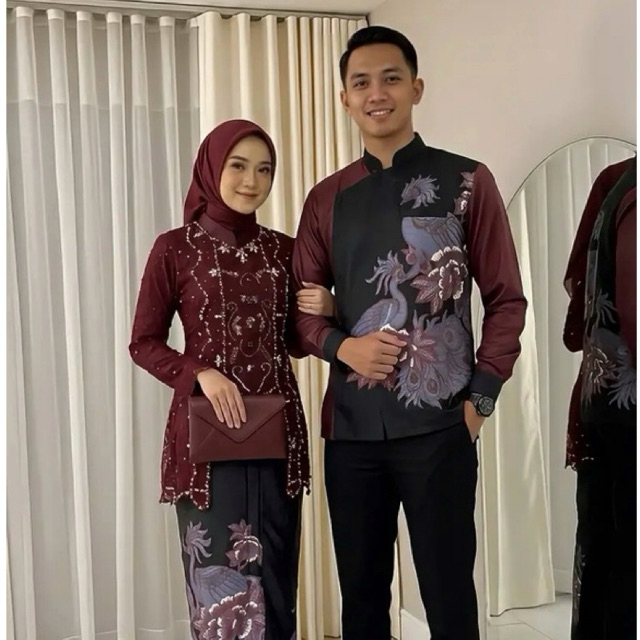 BUTTONLUXE KEBAYA BONITA COUPLE CANTILY PREMIUM COUPLE KEMEJA KEBAYA KUTU BARU SLENDANG JAWA PASANGA