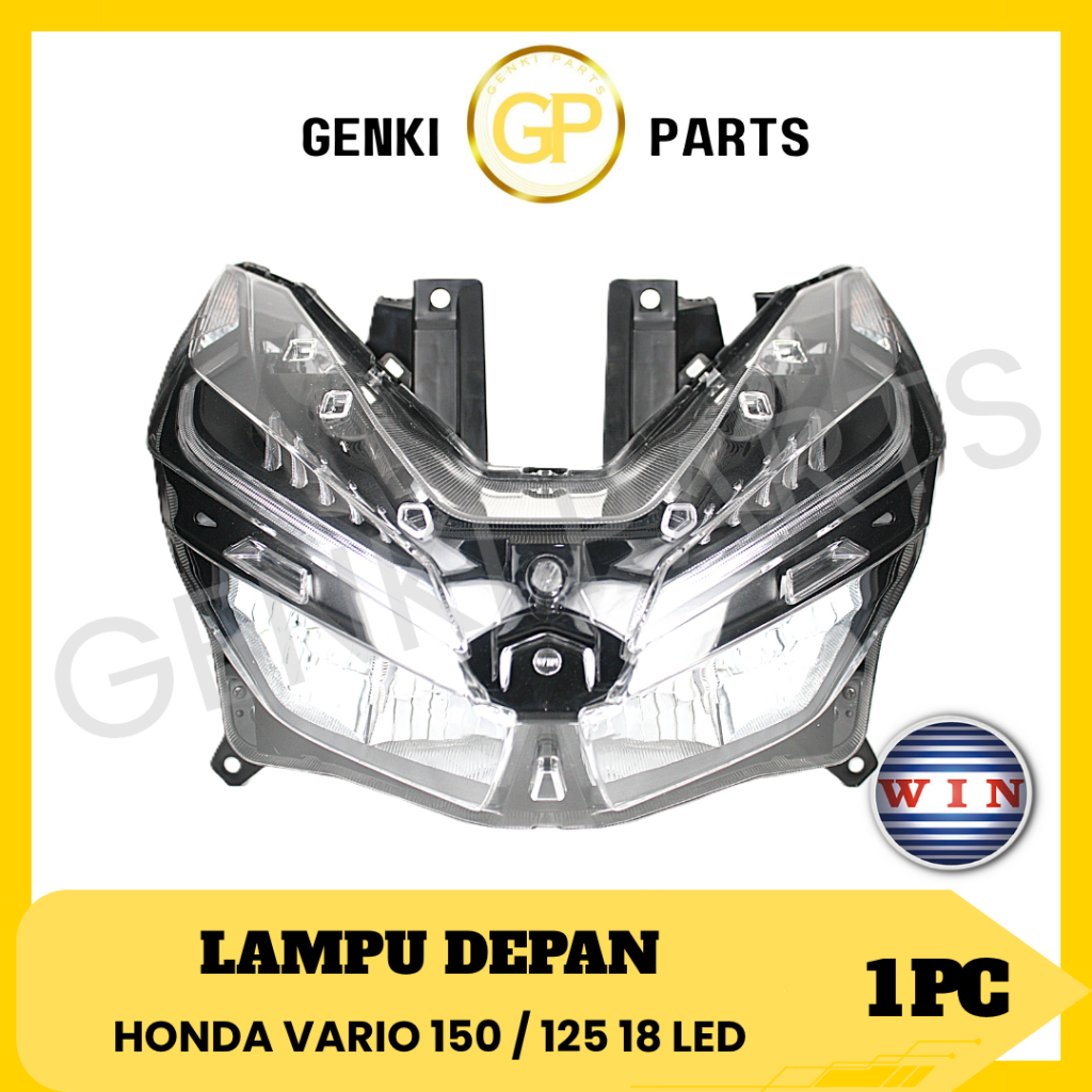 GENKI-PARTS/WIN-LAMPU-DEPAN/REFLEKTOR/HEADLAMP/HEADLIGHT/MOTOR/HONDA/VARIO-150/125-18-LED/2018-2025/