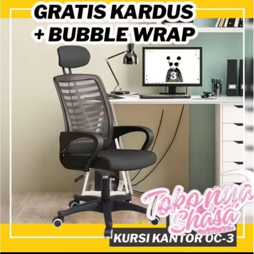 SHASA JAYA FURNITURE, FREE BUBBLEWRAP KURSI KANTOR HYDROLIC KURSI KANTOR SANDARAN KEPALA KURSI KANTO