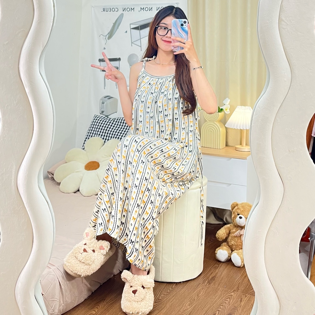 Sapasara - Baju Tidur Nightdress Daster Bali Lobek Tali Satu Rayon Adem Daster Yukensi Jumbo LD 120 