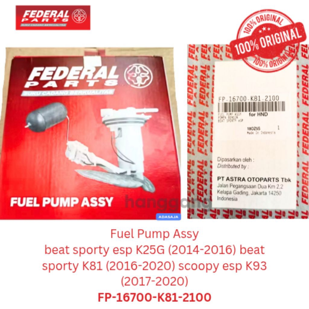 Fuel pump assy pompa bensin motor beat sporty esp federal k81 ori