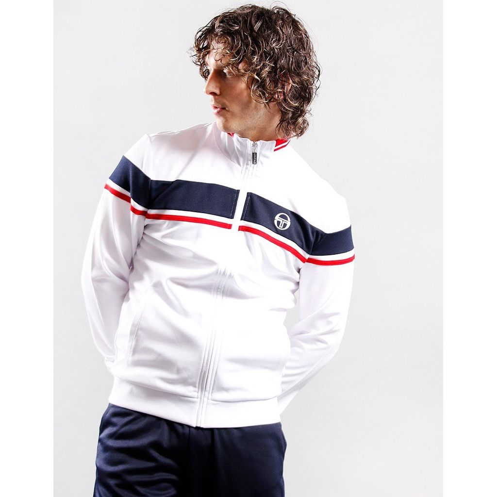 Sergio Tacchini Damarino Tracktop Jacket In White / Black / Red