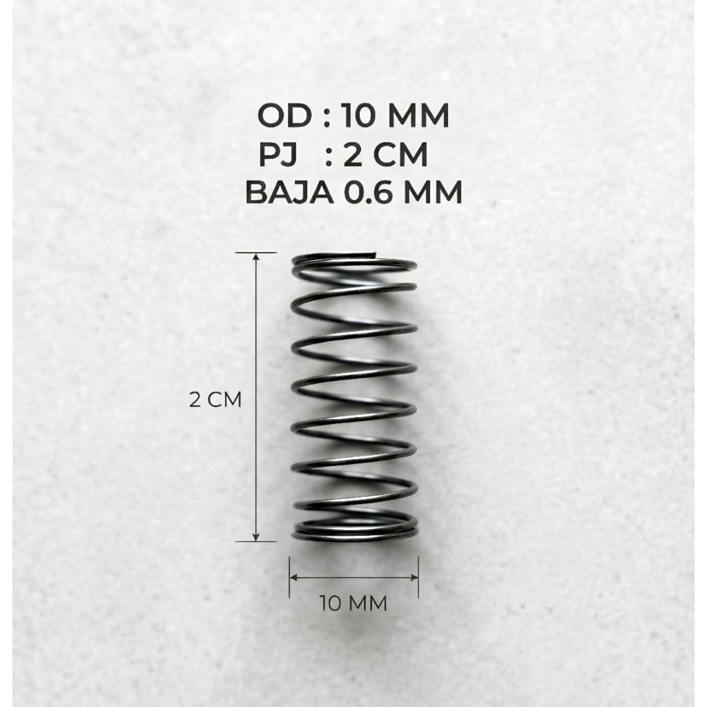 Per Pegas Tekan OD 10mm PJ 2cm Baja 0.6mm