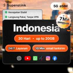 [Superalink] eSIM Indonesia 5G 1-5GB Regular 5G Telkomsel/Indosat/XL