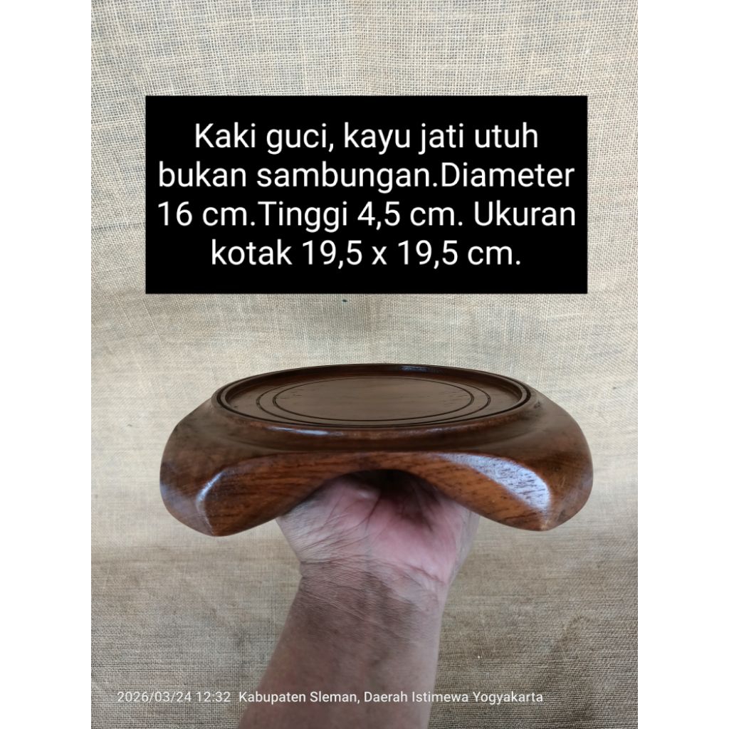 kaki pot guci diameter 16 cm kayu jati