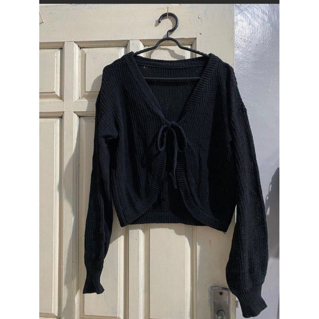 cardigan rajut tali depan