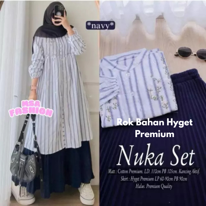 Setelan Tunik Set Rok Plisket Plus Tunik Viral Set Rok Kekinian Set Tunik Salur