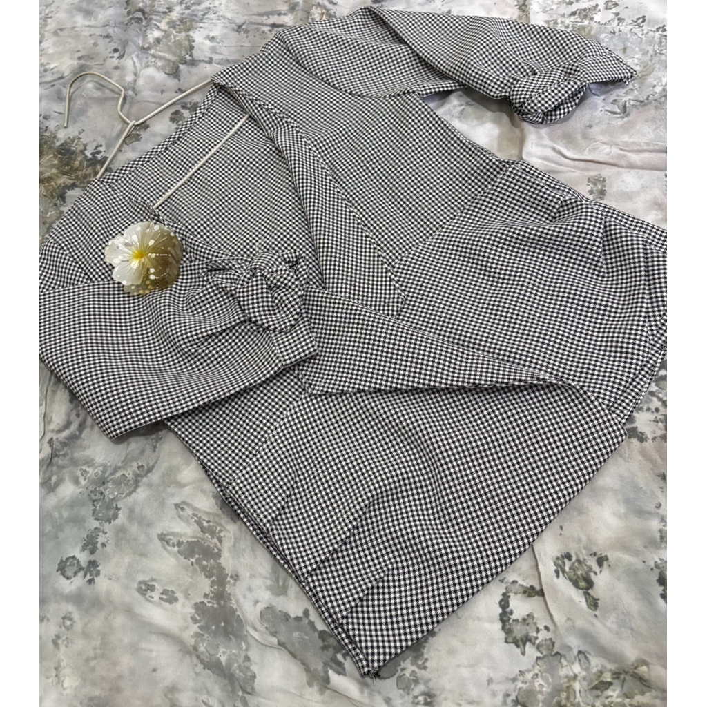 Cardigan Korea style/Cardigan wanita/Cardigan kotak-kotak/Atasan wanita